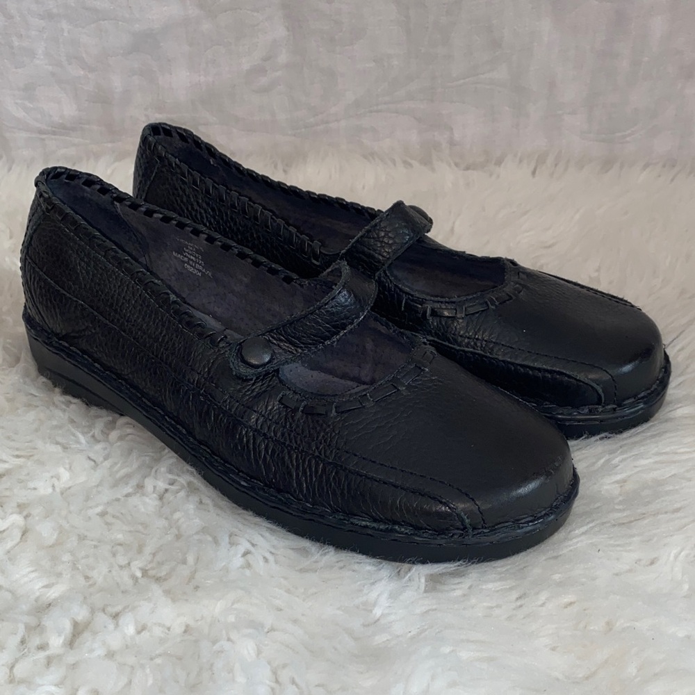 L.L. Bean Black Leather Mary Jane Loafers